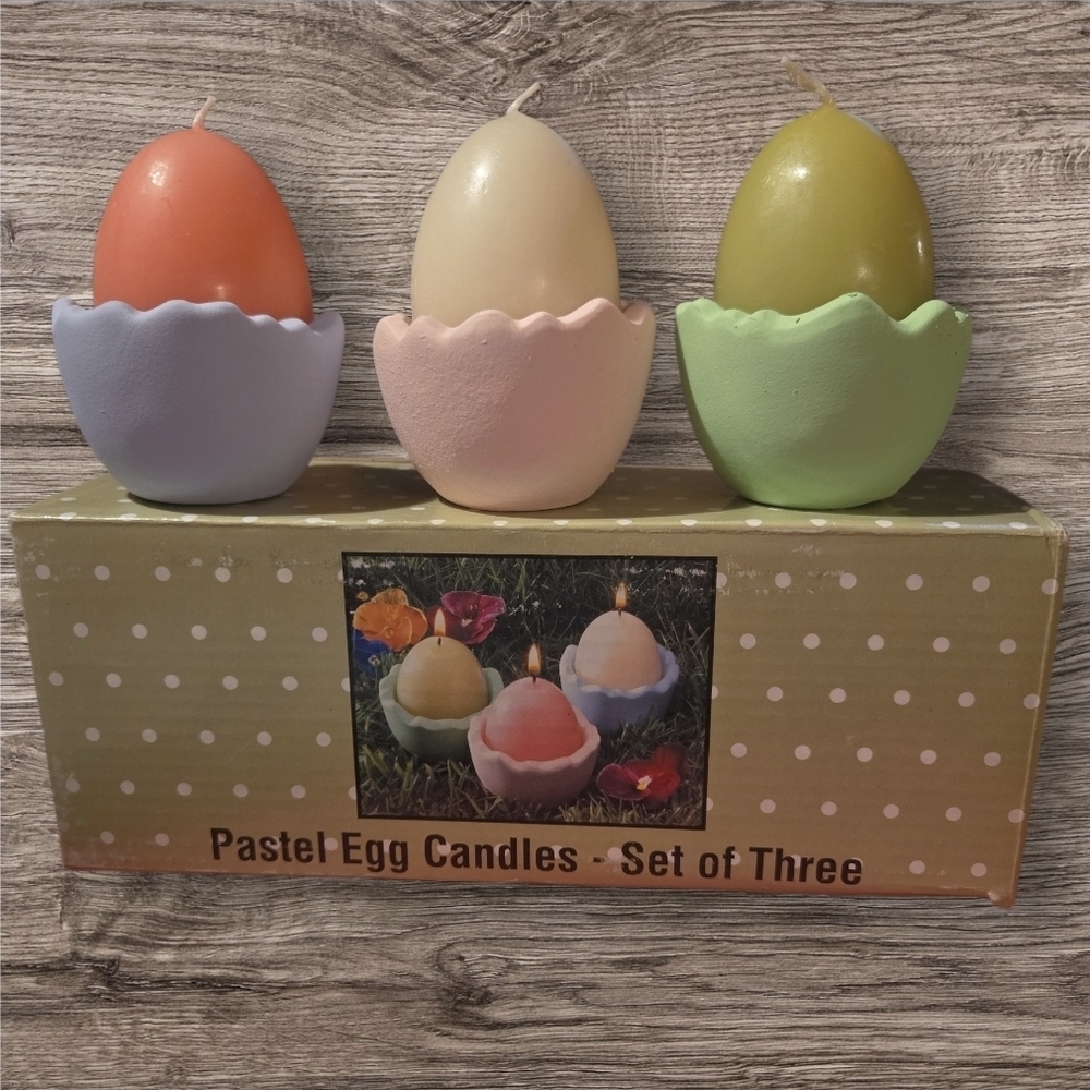 Easter Candle Holders W Candles(3)-NWT